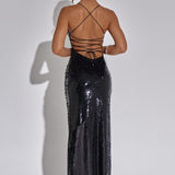 Pailletten Maxi Jurk met Hoge Split