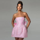 Strapless Mini Jurk met Structuur