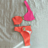 Bikini met Colorblock Design en Gouden Ringdetail