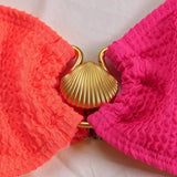 Bikini met Colorblock Design en Gouden Ringdetail