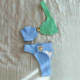 Bikini met Colorblock Design en Gouden Ringdetail