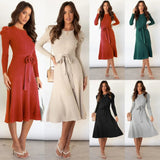 Elegante Midi Jurk met Taillekoord