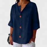Dames Blouse met Knoopsluiting en Korte Mouwen