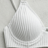 Dames Bikini met Geribde Textuur en V-Hals