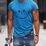 Heren T-Shirt met Smiley Print en Korte Mouwen