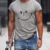 Heren T-Shirt met Smiley Print en Korte Mouwen