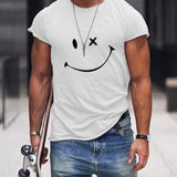 Heren T-Shirt met Smiley Print en Korte Mouwen