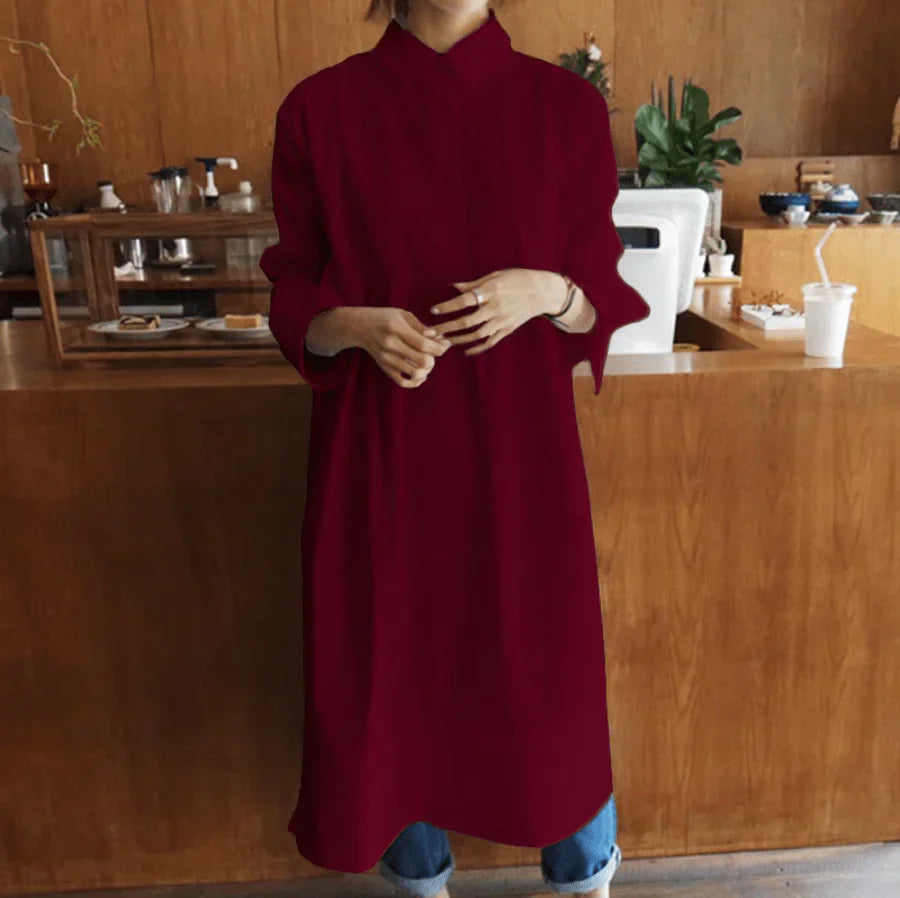 Oversized Midi Jurk met Kraag