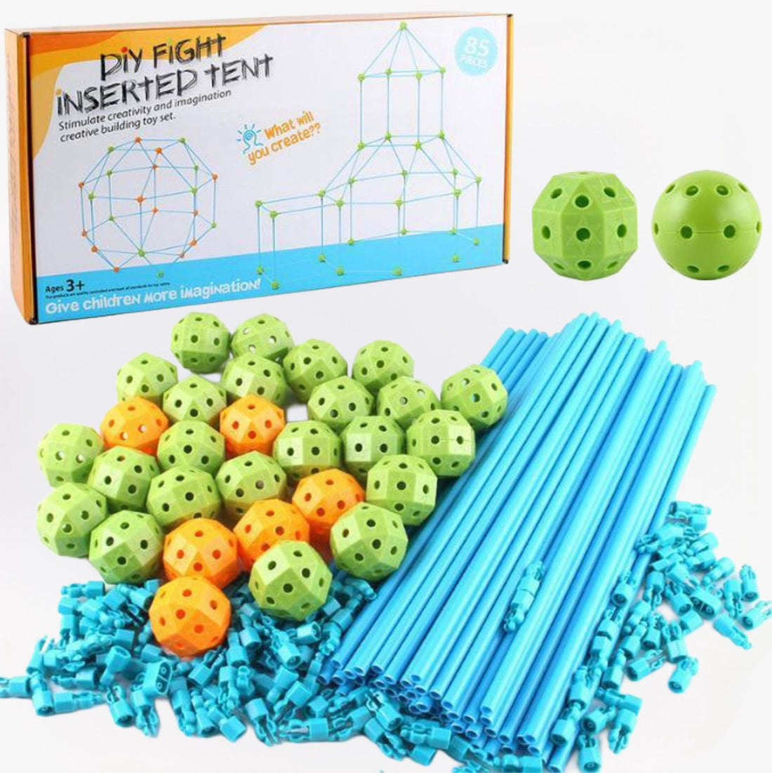 Build-a-Tent speel- & bouwkit voor kleuters – kleurrijk en duurzaam speelgoed dat creatief bouwen, fantasierijk spel en motorische vaardigheden stimuleert.