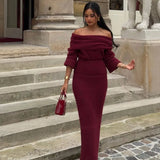 Elegante Maxi Jurk met Off Shoulder Halslijn