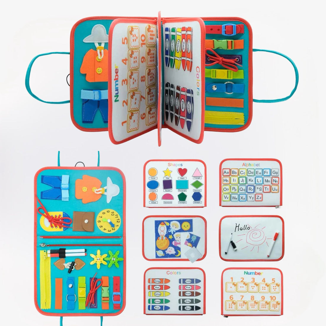 SensoryFun Montessori zintuiglijk viltboek voor kinderen – educatief en interactief boek dat fijne motoriek, zintuiglijke ontwikkeling en creatief spel stimuleert.