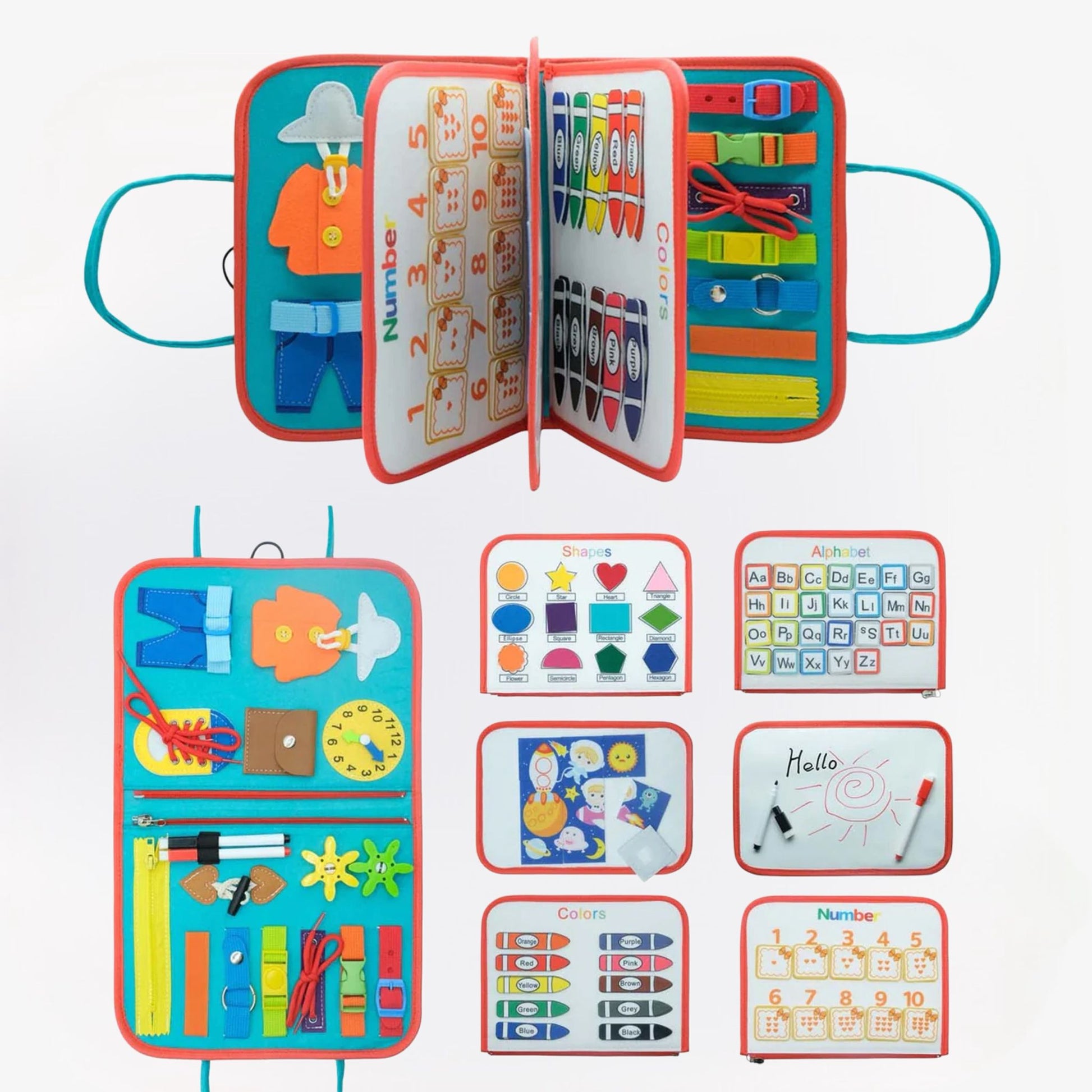 SensoryFun Montessori zintuiglijk viltboek voor kinderen – educatief en interactief boek dat fijne motoriek, zintuiglijke ontwikkeling en creatief spel stimuleert.