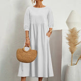 Losse Midi Jurk met Driekwart Mouwen