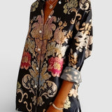 Dames Blouse met Bloemenprint en Knoopsluiting