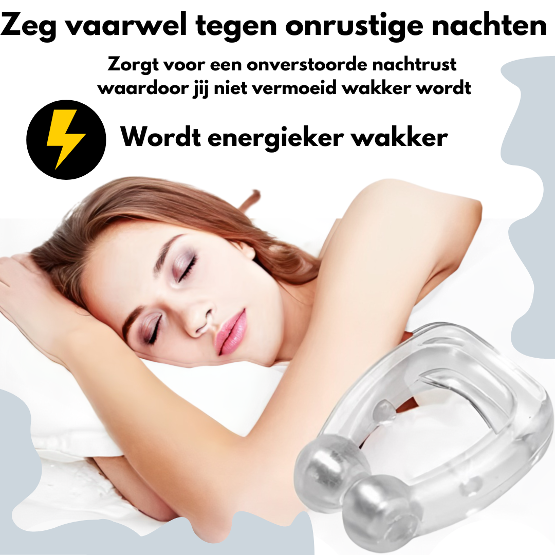 Snurk Stopper – Transparante anti-snurk neusclip in opbergdoosje, ontworpen voor comfortabel gebruik tijdens de nacht om snurken te verminderen.