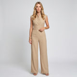 Elegante Jumpsuit met Wijde Pijpen en Strikdetail