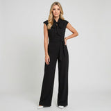 Elegante Jumpsuit met Wijde Pijpen en Strikdetail