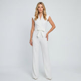 Elegante Jumpsuit met Wijde Pijpen en Strikdetail