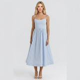 Romantische Strapless Midi Jurk met Zwierige Rok