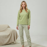 Comfortabele Pyjama Set met Geruite Broek