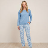 Comfortabele Pyjama Set met Geruite Broek