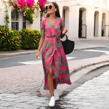 Dames Midi Jurk met Bloemenprint en V-Hals