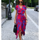 Dames Midi Jurk met Bloemenprint en V-Hals