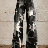 Dames broek met stippenprint en wijde pijpen