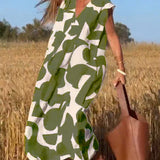 Losse Maxi Jurk met Abstracte Print