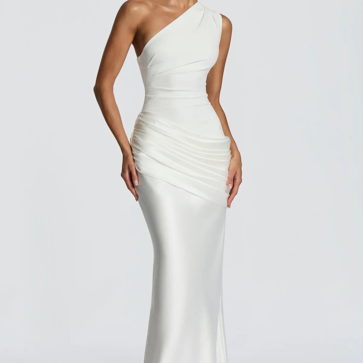 One-Shoulder Maxi Jurk met Drapering