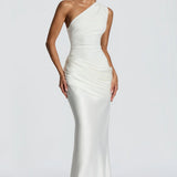 One-Shoulder Maxi Jurk met Drapering