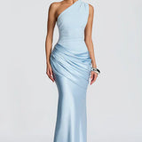One-Shoulder Maxi Jurk met Drapering