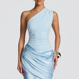One-Shoulder Maxi Jurk met Drapering