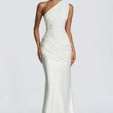 One-Shoulder Maxi Jurk met Drapering