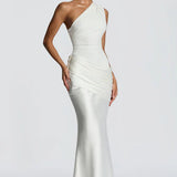 One-Shoulder Maxi Jurk met Drapering