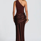 One-Shoulder Maxi Jurk met Drapering