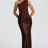 One-Shoulder Maxi Jurk met Drapering