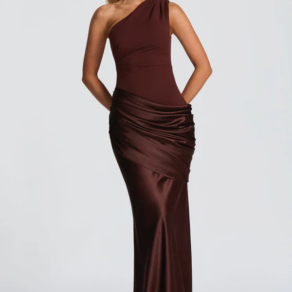 One-Shoulder Maxi Jurk met Drapering