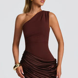 One-Shoulder Maxi Jurk met Drapering