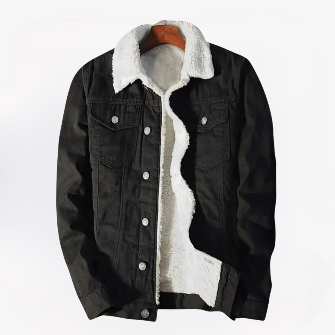 Heren denimfleece herfst- en winterjas in diverse kleuren – warme voering, zachte stof en comfortabele pasvorm voor koude dagen.
