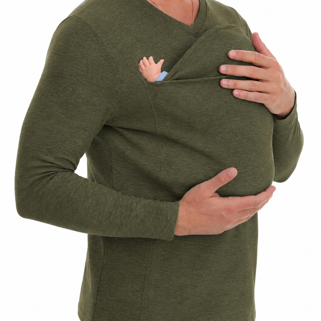 T-Shirt met Geïntegreerde Babydragerzak en Lange Mouwen