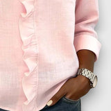 Dames Blouse met V-Hals en Knoopsluiting