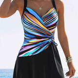 Dames Tankini met Gestreepte Overslagtop