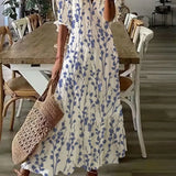 Dames Midi Jurk met Bloemenprint en V-hals