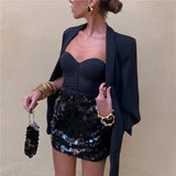 Pailletten Mini Rok met Hoge Taille