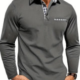 Poloshirt met lange mouwen en ruitdetails voor heren