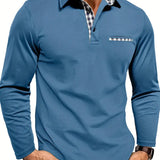 Poloshirt met lange mouwen en ruitdetails voor heren
