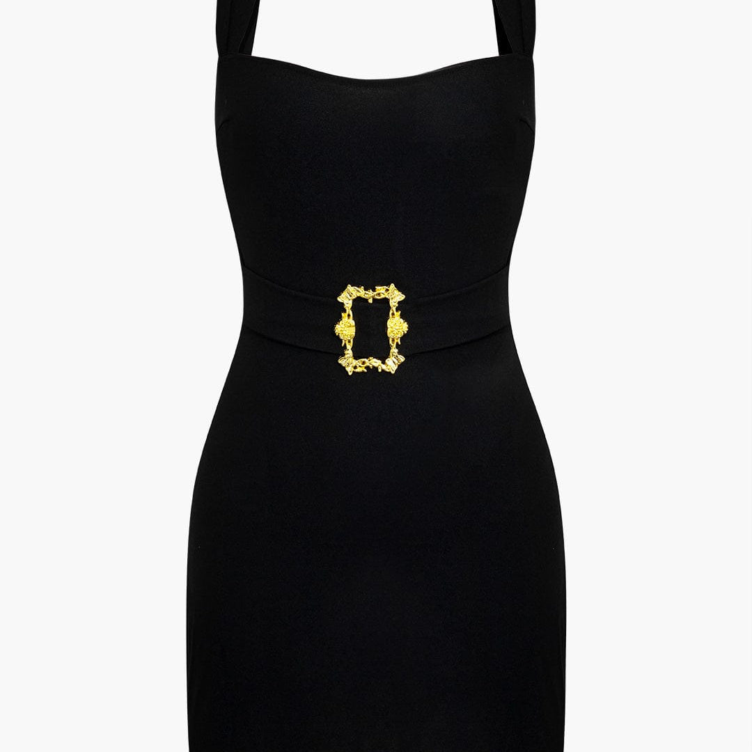 Mini Jurk met Gespdetail en Brede Schouderbanden