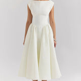 Elegante Midi Jurk met A Lijn en Minimalistisch Design