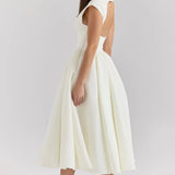 Elegante Midi Jurk met A Lijn en Minimalistisch Design